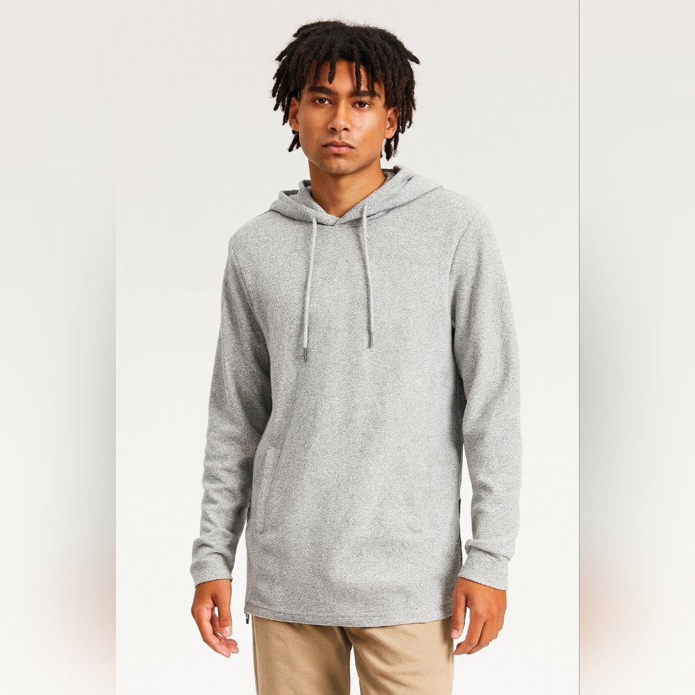 PacSun Reign Storm Nomad Gray Side Zip Cross Neck Hoodie Sweatshirt Size S Light